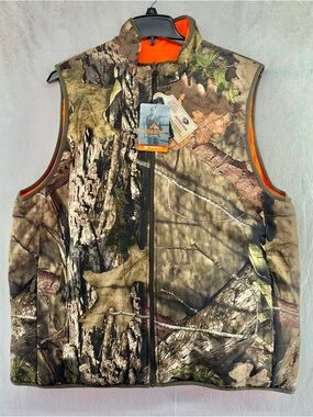 New W/tags Ridgecut Mossy Oak Camouflage Vest Zip Pockets Hunting Reversible XL